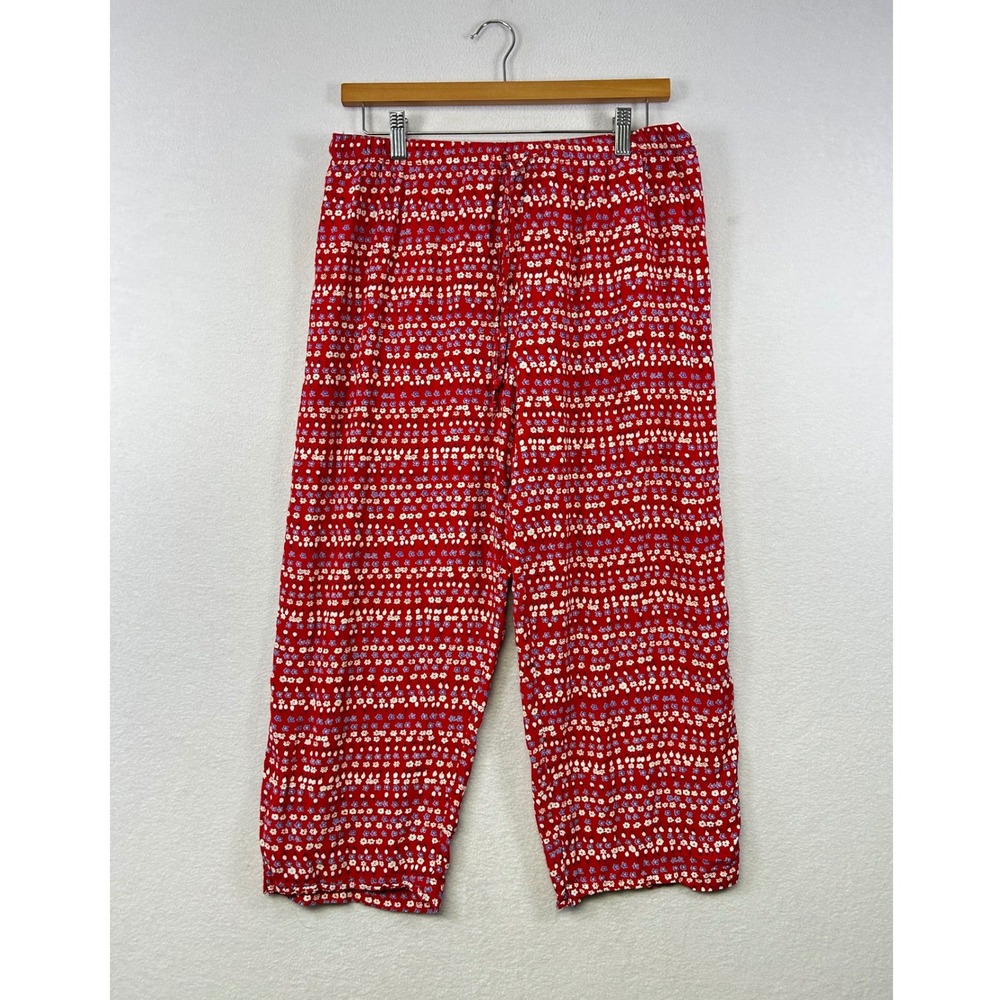 Volange Collection Red Floral Print‎ Cropped Pants Size Large